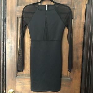 Sheer sleeve cutout dress